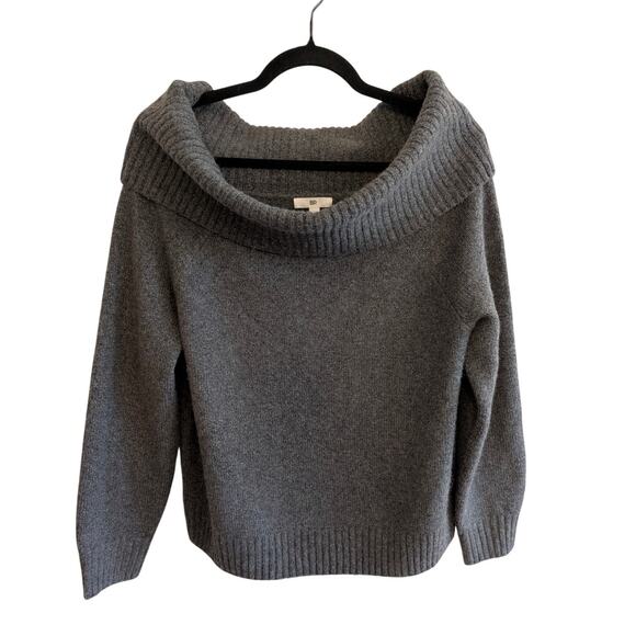 BP. Women's Fold Over Off The Shoulder Sweater Long Sleeve Gray Size M - Picture 2 of 9